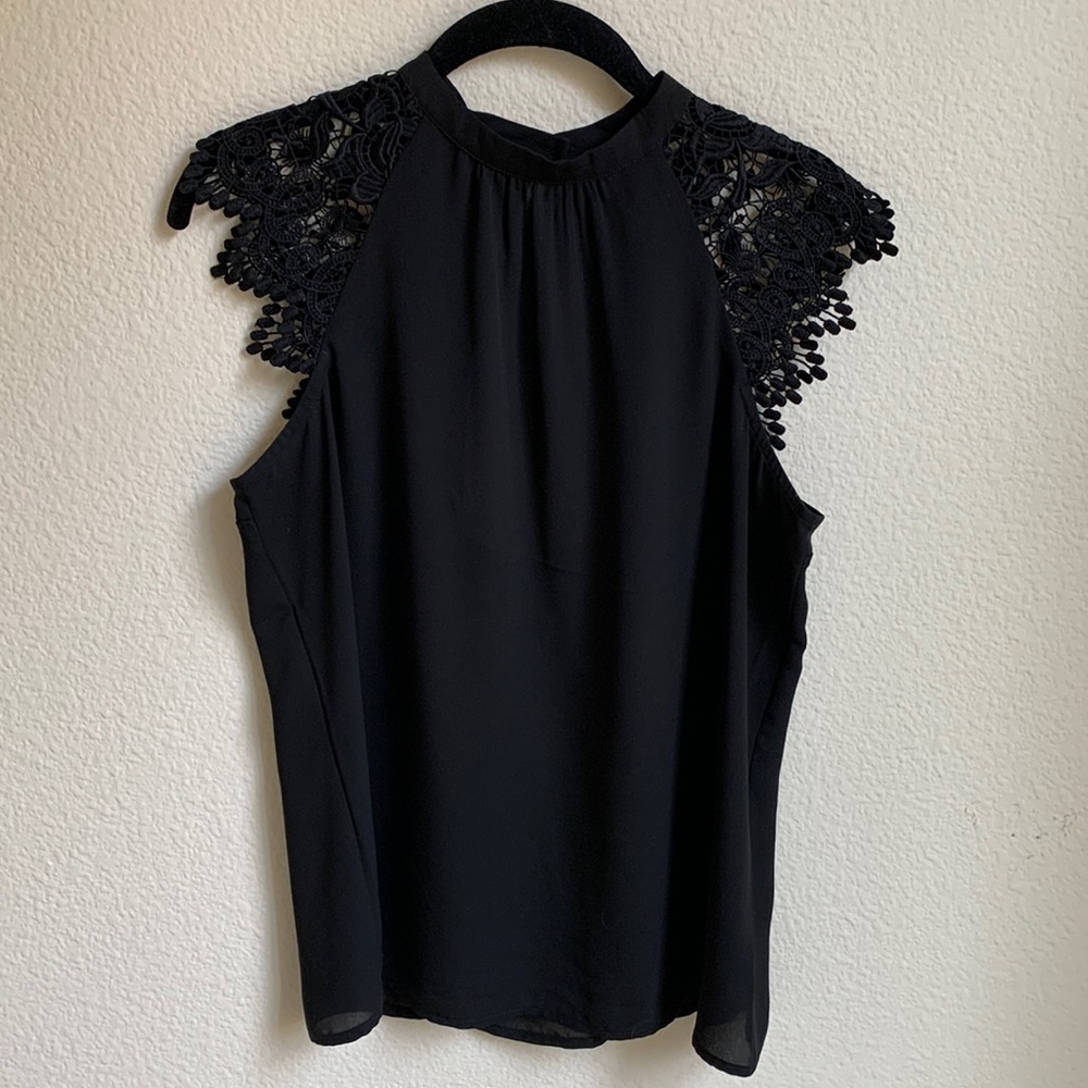 Sheer black express top with lace